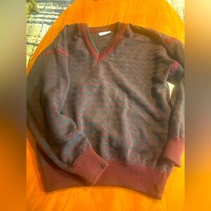Pierre Cardin Maroon and Black V-Neck Sweater